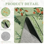 DUKINO 2x10 Rug for Hallway, Washable Kitchen Runner Rug with Non Slip Backing, Soft Low Pile Vintage Animal Runner for Bedroom, Kitchen, Hallway, Entryway, Laundry, Light Green