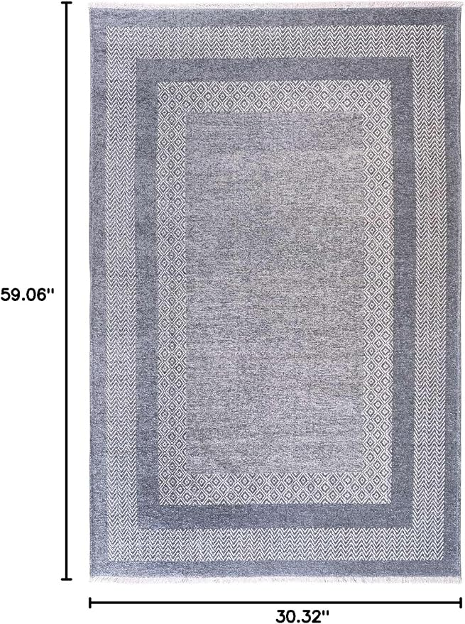 Alfa Rich 3x5 Light Blue Washable Area Rugs for Living Room Bedroom Kitchen Cotton Decor Runner Rug