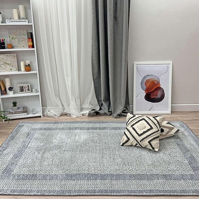 Alfa Rich 3x10 Light Gray Washable Area Rugs for Living Room Hallway Kitchen Cotton Decor Runner Rug