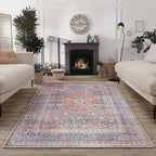 Bloom Rugs Washable Non-Slip 9' x 12' Rug - Multicolor Traditional Medallion Area Rug for Living Room, Bedroom, Dining Room, and Kitchen - Exact Size: 9' x 12'