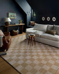 Loloi Chris Loves Julia Calvin Collection CLV-01 Wheat/Ivory 2'-3" x 3'-10" Accent Rug Checkered Neutral Soft Living Room Bedroom Carpet