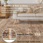vivorug Runner Rug 2'x8' Vintage Washable Non-Slip Runners for Hallways Kitchen Entryway Laundry Room Carpet Hallway Runner Earth Tone