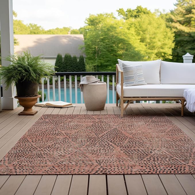 Addison Rugs Chantille ACN591 Salmon 3' x 5' Indoor Outdoor Area Rug, Easy Clean, Machine Washable, Non Shedding, Bedroom, Living Room, Dining Room, Kitchen, Patio Rug