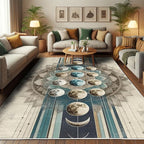 Ambesonne Lunar Art Decorative Rug, Oriental Bohemian Mandala with Moon Phase and Abstract Lines Modern, Quality Carpet for Bedroom Dorm and Living Room, 5' 1" X 7' 5", Cadet Blue and Eggshell