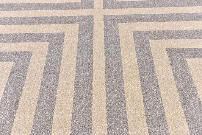 Unique Loom Athens Collection Classic Geometric Modern Border Design Area Rug (10' 0 x 13' 0 Rectangular, Gray/ Beige)