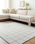 Mark&Day Wool Rugs, 8x10 Ishaq Cottage Off-White Area Rug, White Silver Carpet for Living Room, Bedroom or Kitchen (8' x 10')