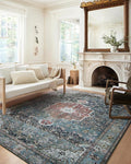 Loloi Margot Collection MAT-05 Ocean/Brick 2'-6" x 11'-6" Runner Rug feat. CloudPile, No-Shed Easy Clean Large Patterned Area Rug for Living Room, Bedroom, Dining Area