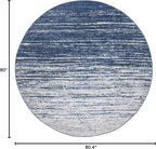 SAFAVIEH Adirondack Collection Area Rug - 6'7" Round, Navy & Grey, Modern Ombre Design, Non Shedding & Easy to Clean, Ideal for Living Room, Bedroom, Office, Dining Space (ADR113E)