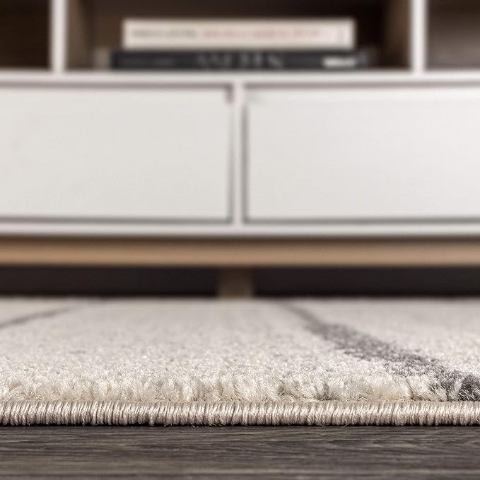 JONATHAN Y Williamsburg Minimalist Stripe Cream/Gray Indoor Area Rug, 3x5, Contemporary, Modern, Easy-Cleaning for Living Room, Bedroom, Kitchen, Pet Friendly, Non-Shedding (MOH201A-3)