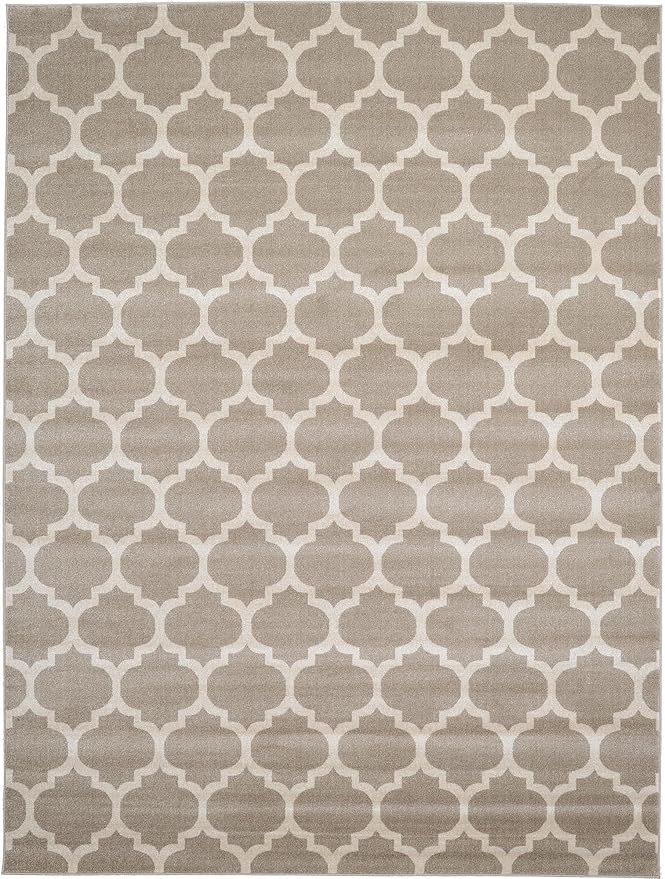 Rugs.com Lattice Collection Rug – 9' x 12' Light Brown Medium Rug Perfect for Living Rooms, Large Dining Rooms, Open Floorplans
