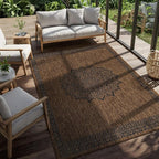 CAMILSON Outdoor Rug 6x9 Medallion Gold Modern Area Rugs for Indoor and Outdoor Patios Kitchen and Hallway Mats Washable Porch Deck Outside Carpet (Medallion Gold 6 x 9)