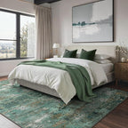 GENIMO Abstract Area Rug 8x10, Washable Large Modern Rug Non Slip, Low Pile Lightweight Soft Carpet for Living Room, Bedroom, Dining Room, Turquoise