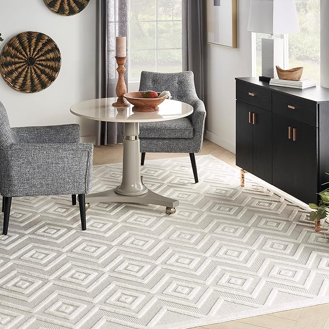 Nourison Home Versatile Ivory White 10' x 14' Area Rug - Easy Clean, Non Shedding, Bed Room, Living Room, Dining Room, Kitchen (10' x 14')