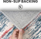 2x6 Modern Abstract Runner Rug for Hallway, Teal Blue Peach Gray Multi Super Soft Hallways Decor Kitchen Rugs with Non-Slip, Non-Shedding Washable Rug for Entryway Bedroom Laundry Indoor