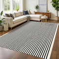 KOZYFLY Black and Beige Striped Rug 8x10 Ft Area Rug Washable Indoor Outdoor Rug Cotton Outdoor Patio Rugs Farmhouse Rugs for Living Room Carpet for Patio Dining Room Bedroom