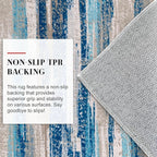 Modern Abstract Runner Rug 3x18, Blue Washable Long Kitchen Runner Non-Slip Soft Hallway Rug Runner Ultra Thin Print Faux Wool Carpet for Entryway Bedroom Laundry Room Indoor Home Decor