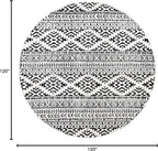 SAFAVIEH Tulum Collection Area Rug - 10' Round, Ivory & Black, Moroccan Boho Tribal Design, Non-Shedding & Easy to Clean, Ideal for Living Room, Bedroom, Dining Space (TUL272B)