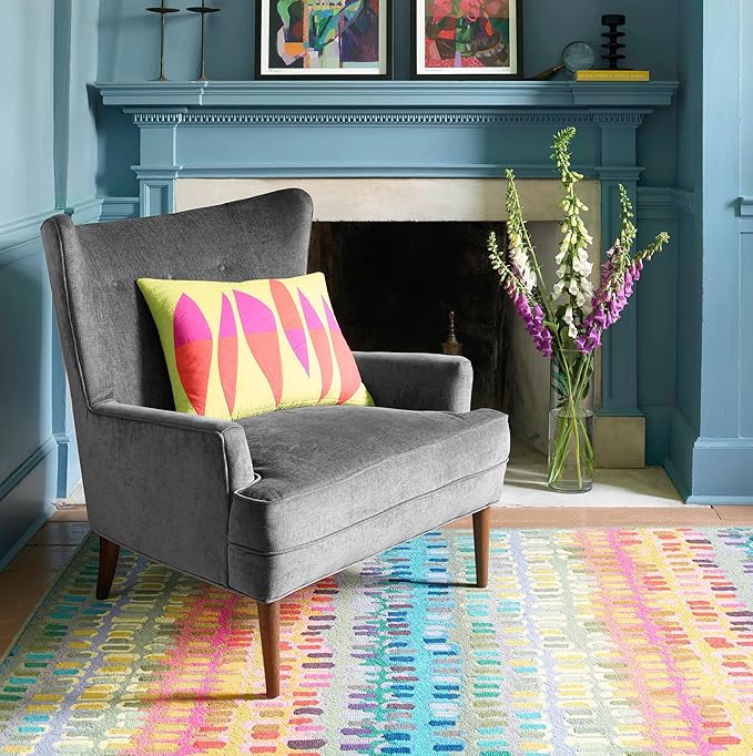 Dash and Albert Paint Chip Wool Area Rug - 3' x 5' Multicolor Graphic Hand Micro Hooked Accent Rug - Durable, High Traffic Areas Hallway, Living Room, Stairs