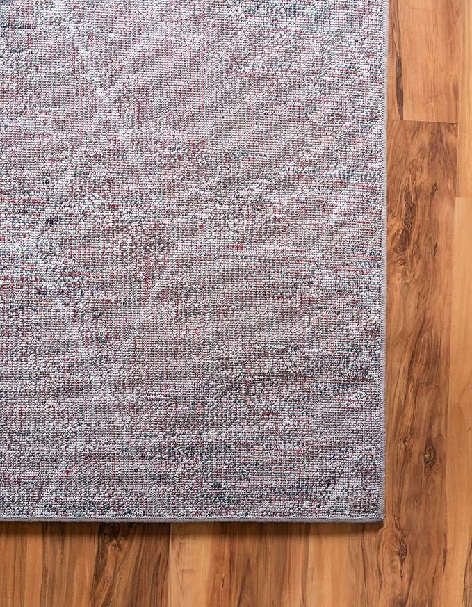 Unique Loom Trellis Frieze Collection Area Rug - Geometric (5' Square, Blue Multi/ Ivory)