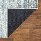 Bloom Rugs Caria Washable Non-Slip 10 ft Runner - Teal/Ivory Geometric Runner for Entryway, Hallway, Bathroom, and Kitchen - Exact Size: 2'6" x 10'