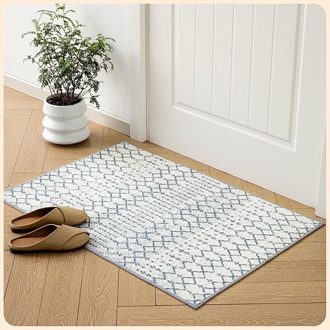 Istana 2x3 Area Rug - Blue Boho Rugs for Living Room 2x3 - Foldable Small Rugs for Bedroom - Stain Resistant Washable Rug Non Slip - Eco-Friendly Area Rugs Indoor - Easy to Clean Rug