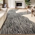 YIHOUSE 9×12 Ft Washable Rug, Black and White Abstract Area Rug for Bedroom, Living Room, Dining Room, Office, Playroom, Nursery, Ultra Thin Nonslip Modern Large Rugs Soft Contemporary Striped Rugs