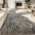 YIHOUSE 10×14 Ft Area Rugs Non-Shedding Washable Rug, Bedroom Living Room Dining Room Office Nursery Playroom Soft Nonslip Modern Rugs Faux Wool Carpet Indoor/Outdoor Rugs-Black and White Rug
