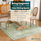 Istana 6x9 Area Rug - Light Green Rugs for Living Room 6x9 - Foldable Boho Rugs for Bedroom - Stain Resistant Washable Rug - Eco-Friendly Area Rugs - Easy to Clean Living Room Rug