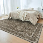 WITSHOCK Living Room Area Rugs 5x8: Soft Non-Slip Backing Washable Rugs Vintage Large Carpet for Bedroom Office Dining Room Kitchen Stain Resistant Home Decor Rug, Dark Brown
