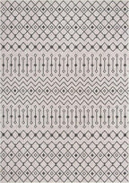 Unique Loom Outdoor Trellis Collection Area Rug - Tribal Trellis (10' x 14' 1" Rectangle, Gray/ Black)