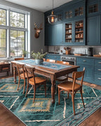 Area Rug 3x5 Rug Machine Washable Non-Slip Low Pile Print Pattern Western Rug for Living Room Bedroom Entryway Tribal Series -Teal/Green