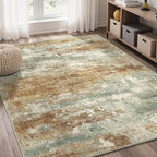 GENIMO Abstract Area Rug 5x7, Washable Modern Rug Non Slip, Low Pile Lightweight Soft Large Carpet for Living Room, Bedroom, Dining Room, Orange Green