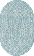 Unique Loom Outdoor Trellis Collection Area Rug - Tribal Trellis (3' 3" x 5' 3" Oval, Aqua/ Ivory)