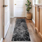 Rugshop Abstract Marble Shag Runner Rug Anthracite Dark Gray 2' 3" x 8' Perfect for Hallways, Kitchens, or Behind The Sofa