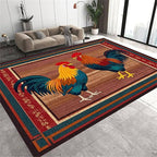 Rustic Rooster Area Rug，6x8ft,The Colorful Rooster Rug in A Farmhouse Style Adds Natural Vitality to Your Home，Soft and Comfortable Easy to Clean Carpet Suitable for Living Room Bedroom Kitchen