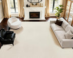 ANSSO Wool Area Rugs 9x12 Living Room,80% Merino Wool and 20% Cotton Soft Tufted Area Rug with Cotton Non-Slip Backing,Large Area Rug for Bedroom Bedroom, Dining and Home Office (Cream White)