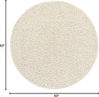 Unique Loom Solid Shag Collection Area Rug (5' 3" Round, Snow White)
