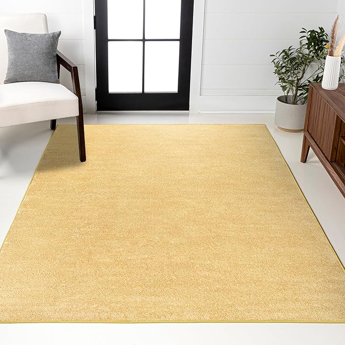 JONATHAN Y Haze Solid Low-Pile Mustard Indoor Area Rug 10x14, Coastal,Bohemian,Minimalist,Classic, Easy-Cleaning for Living Room,Bedroom,Kitchen,Pet Friendly,Non-Shedding (SEU100B-14)