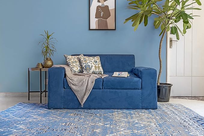 Furnish my Place Trellis Pattern Runner Rug - 2 ft. x 8 ft, Light Blue, Bohemian Rug with Transitional Design