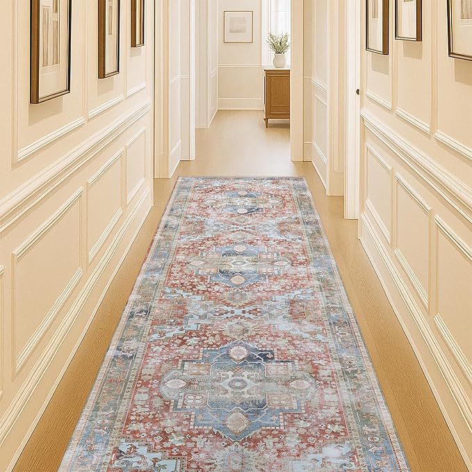 Washable Area Rug. Modern Farmhouse. Vintage. Turkish. Bohemian. Distressed. Oriental. Traditional. Rugs for Living Room. Dining. Bedroom. Office. Entryway. Foyer. (858RM, 2'5" x 4'9")