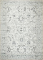 GLN Rugs Traditional Collection - Machine Washable Area Rug, Traditional Washable, Non Slip, Low Pile Chenille Rug, Living Room, Bedroom, Kitchen Rug (6' x 9' Cream/Gray/Sea Salt)