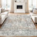 Abstract Rug 8x10 Large Living Room Rugs Neutral Modern Washable Area Rugs for Bedroom Dining Room Non-Slip Stain Resistant Foldable Thin Rug Orange Grey