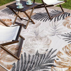 CAMILSON Indoor Outdoor Rug, Yellow 7’10”x10’ Leaf Tropical Botanical Area Rugs for Indoor and Outdoor patios, Easy-Cleaning Non-Shedding Living Room Garden and Kitchen Washable Outside Carpet (8x10)