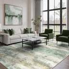 GENIMO Abstract Area Rug 9x12, Washable Large Modern Rug Non Slip, Low Pile Lightweight Soft Carpet for Living Room, Bedroom, Dining Room, Light Green