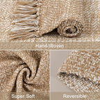 Collive Boho Runner Rug for Hallway, Washable 2.6x16 ft Long Hallway Runners Rug Farmhouse Neutral Kitchen Rug, Woven Cotton Tan/Cream Low Pile Floor Carpet for Entryway Bedroom