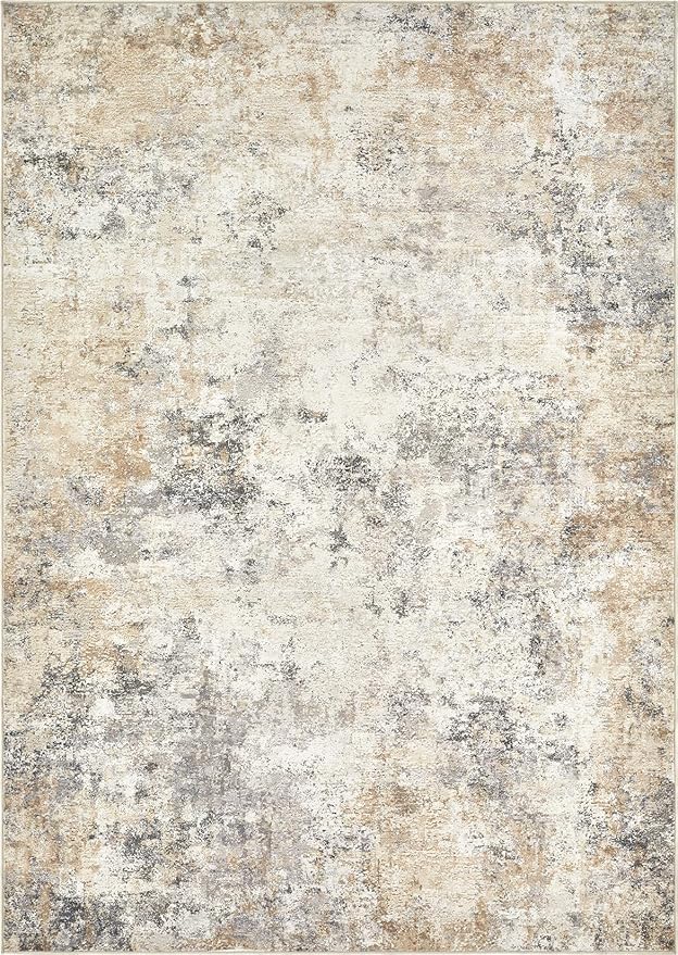 8x10 Area Rug Living Room Rugs - Washable Neutral Modern Abstract Soft Thin Large Rug Indoor Floor No Slip Rug Carpet for Bedroom Under Dining Table Home Office Decor - Golden Grey