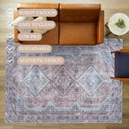 Fame Living Washable Area Rug. Modern Farmhouse. Vintage. Turkish. Bohemian. Distressed. Oriental. Traditional. Rugs for Living Room. Dining. Bedroom. Office. Entryway. Foyer. (863BM, 5' x 6'9")