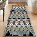 Bear Rug for Runner Rug, 4x12ft, Rustic Black Bear Wood Saw Compass Pine Oil Lamp Pattern Long Runner Rug, Camping Theme Multi-Color Stitching Non-Slip Floor Carpet, Cabin Style Home Decoration