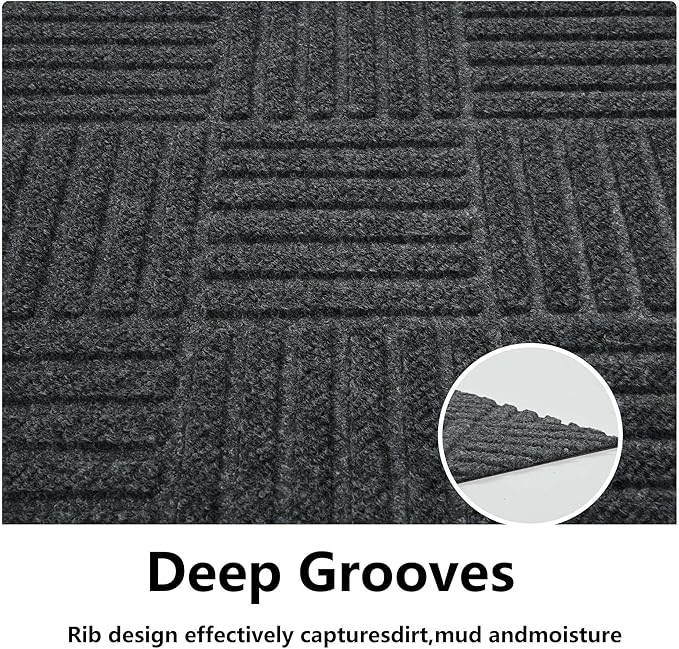 jxgzyy Commercial Front Door Mat 3'11" x 2'8", Non-Slip Indoor Outdoor Doormat, Heavy Duty Runner Rug for Entrance, Porch, Patio, Garage, High Traffic Area, Dark Grey
