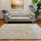 Alfa Rich 3x5 Geometric Gray Gold Washable Area Rugs for Living Room Bedroom Kitchen Cotton Runner